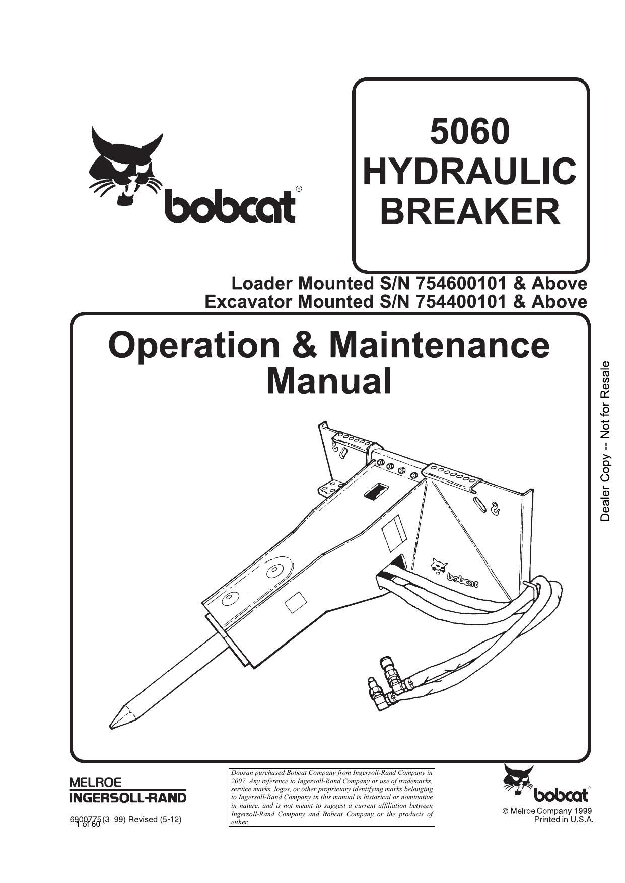 5060 HYDRAULIC BREAKER Operation & Maintenance Manual Bobcat